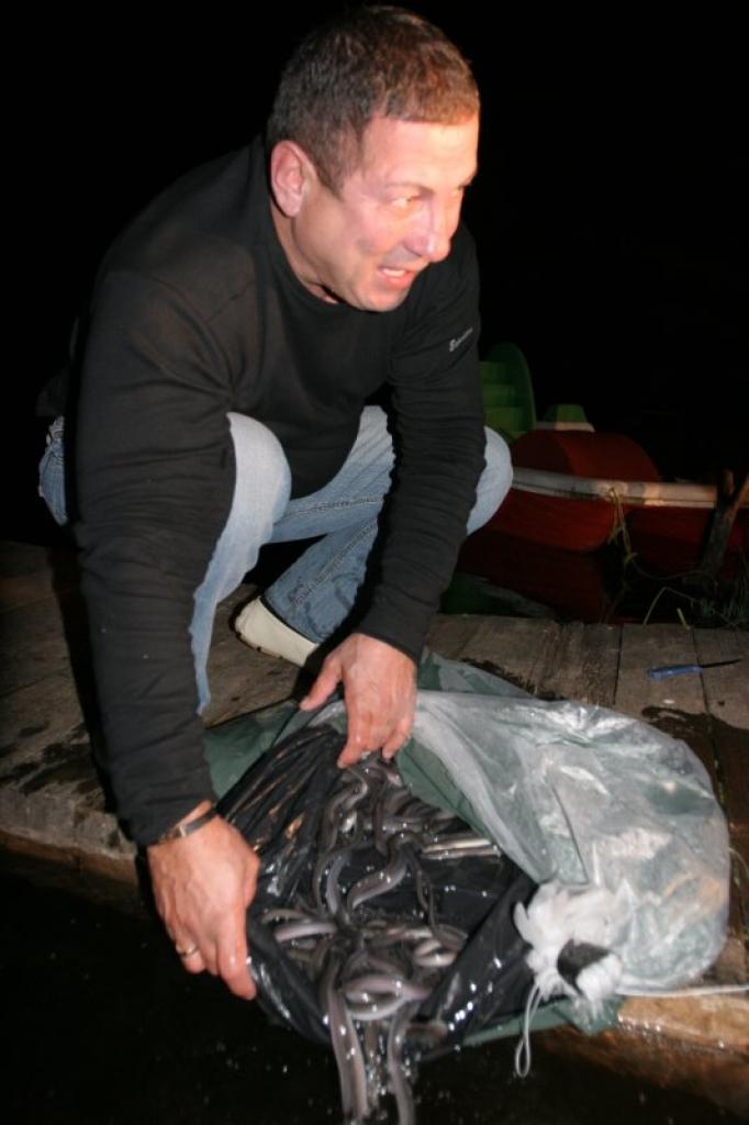 Vakar Ludzezerā Andrejs Musajevs ielaida 25 kilogramus zušu mazuļu, kuri Tartu zušu audzētavā auga un barojās jau no šāgada maija.
Autors: Gatis Bogdanovs