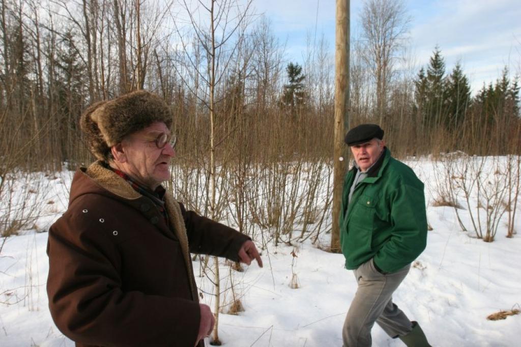 Gan Inārs Kanderis (no kreisās), gan arī Jānis Priedeslaipa, kuru I.Kanderis bija nolīdzis veikt darbus, ir pārliecināti, ka AS “Latvenergo” vēlme piedzīt zaudējumus  par stabu nomaiņu ir nepamatota.
Autors: Gatis Bogdanovs