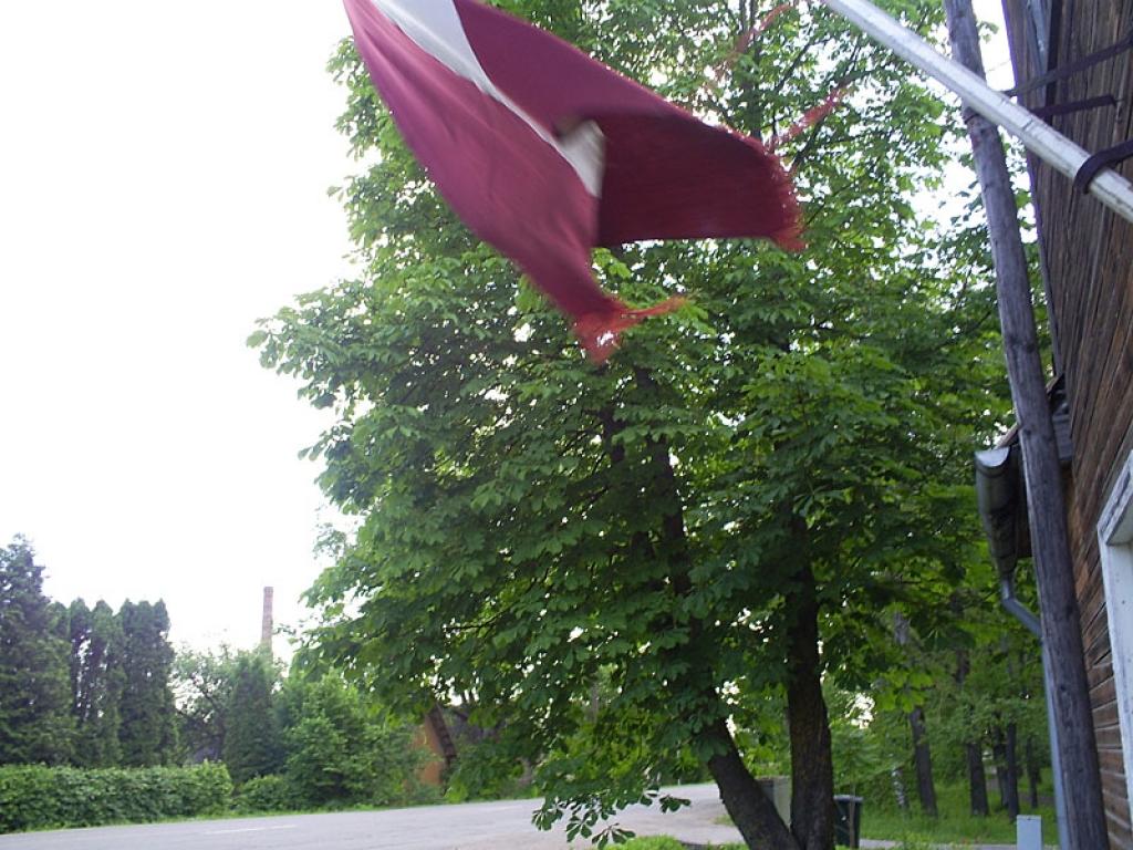 Šāds svētdien izskatījās Latvijas valsts karogs, kas sēru noformējumā bija izkārts pie dzīvojamās mājas fasādes Gulbenē, Blaumaņa ielā 29.
Autors: No personiskā arhīva.